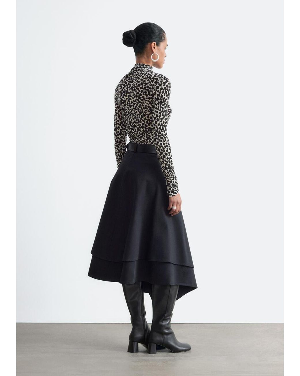 & Other Stories Black Wool Mock-Neck Top