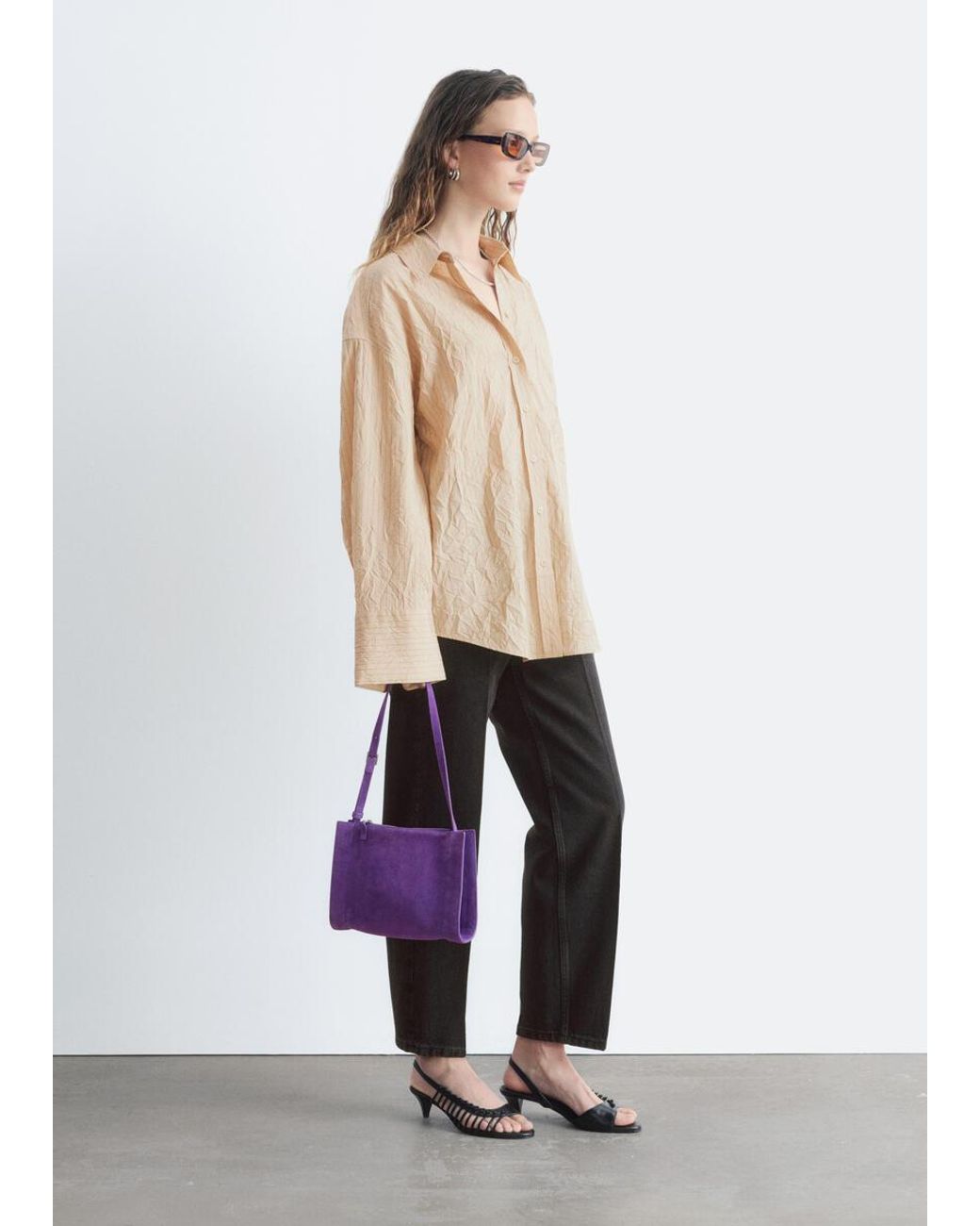 & Other Stories Natural Crinkled Oversized Shirt