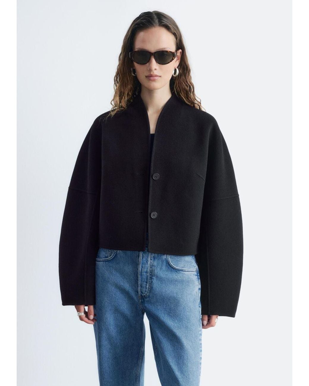 & Other Stories Black Wool Doublé Jacket