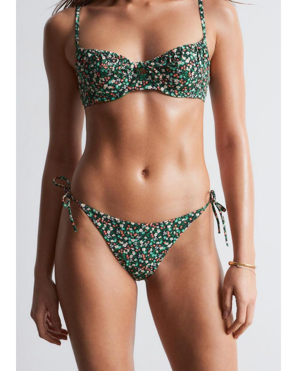 & Other Stories Brown Bow-Detail Underwire Bikini Top