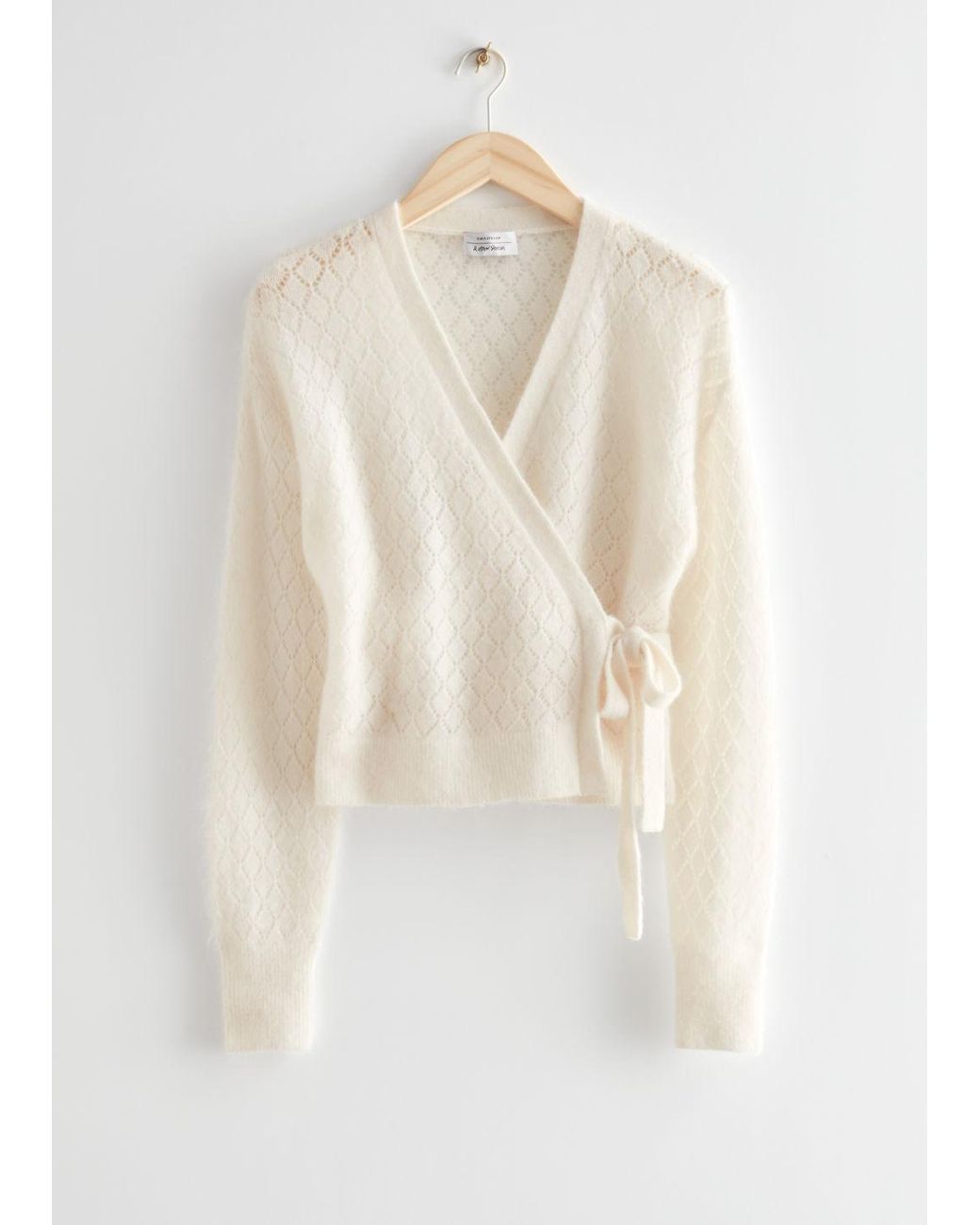 & Other Stories Pointelle Knit Wrap Cardigan in White | Lyst