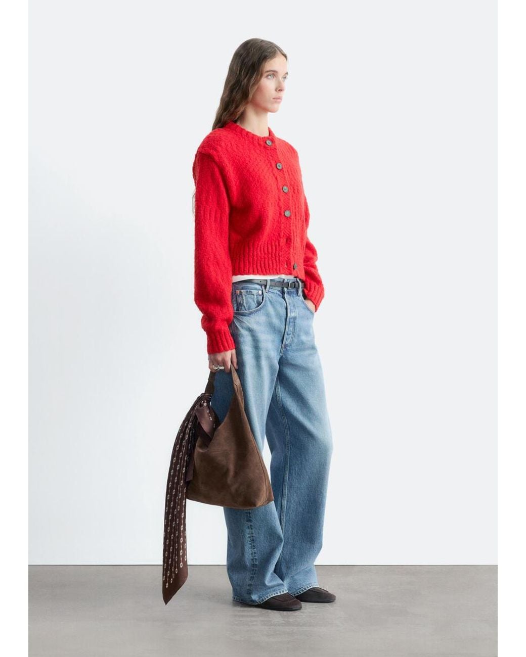 & Other Stories Red Wool-Cotton Cardigan