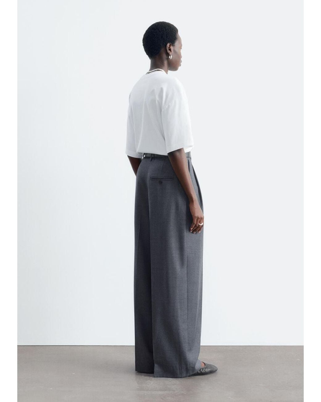 & Other Stories White High-Waist Tailored Trousers