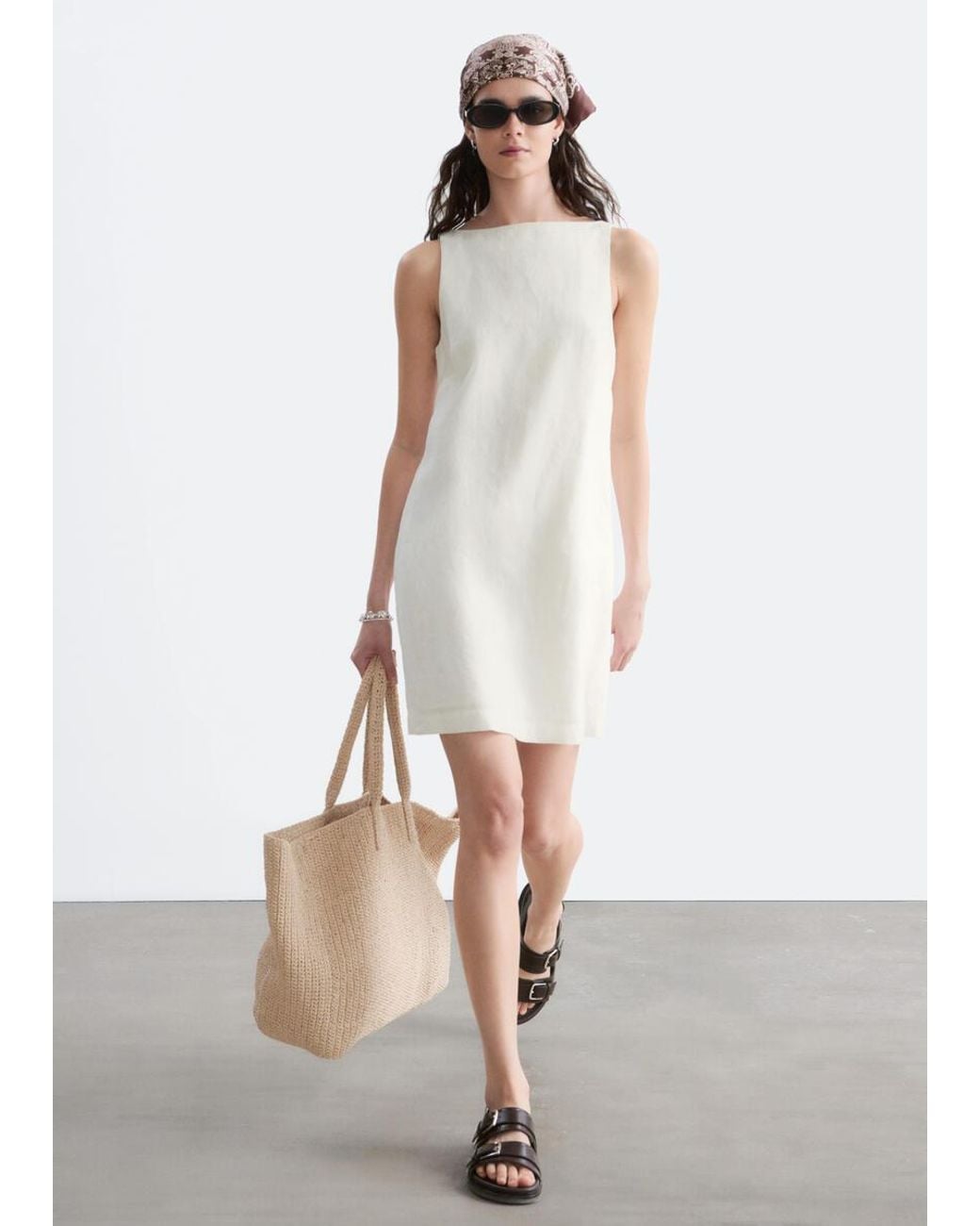 & Other Stories White Linen Mini Dress