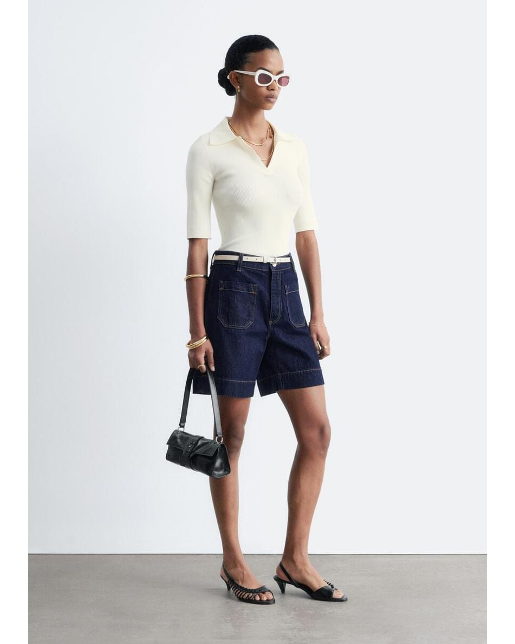 & Other Stories Blue High-Waist Denim Shorts