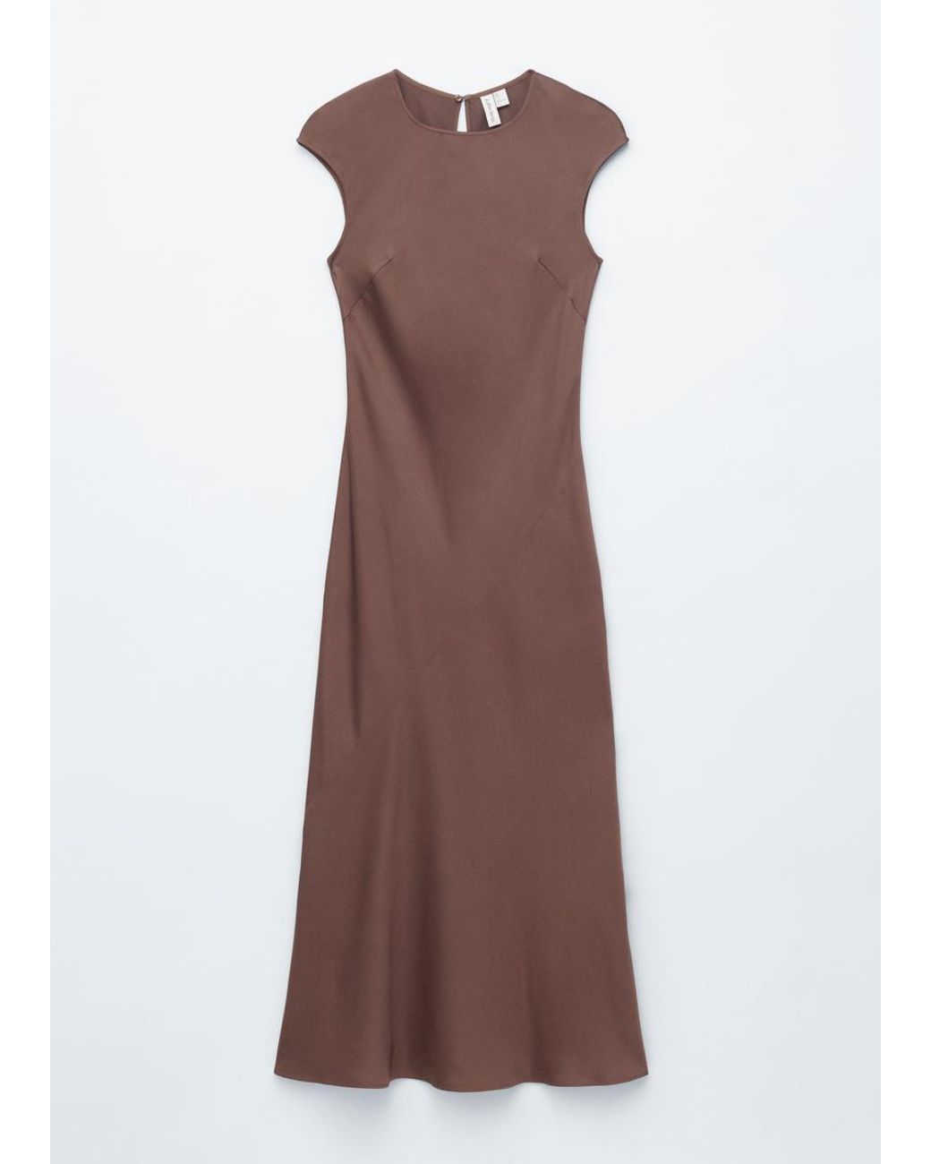 & Other Stories Brown Fitted Satin Maxi Dress