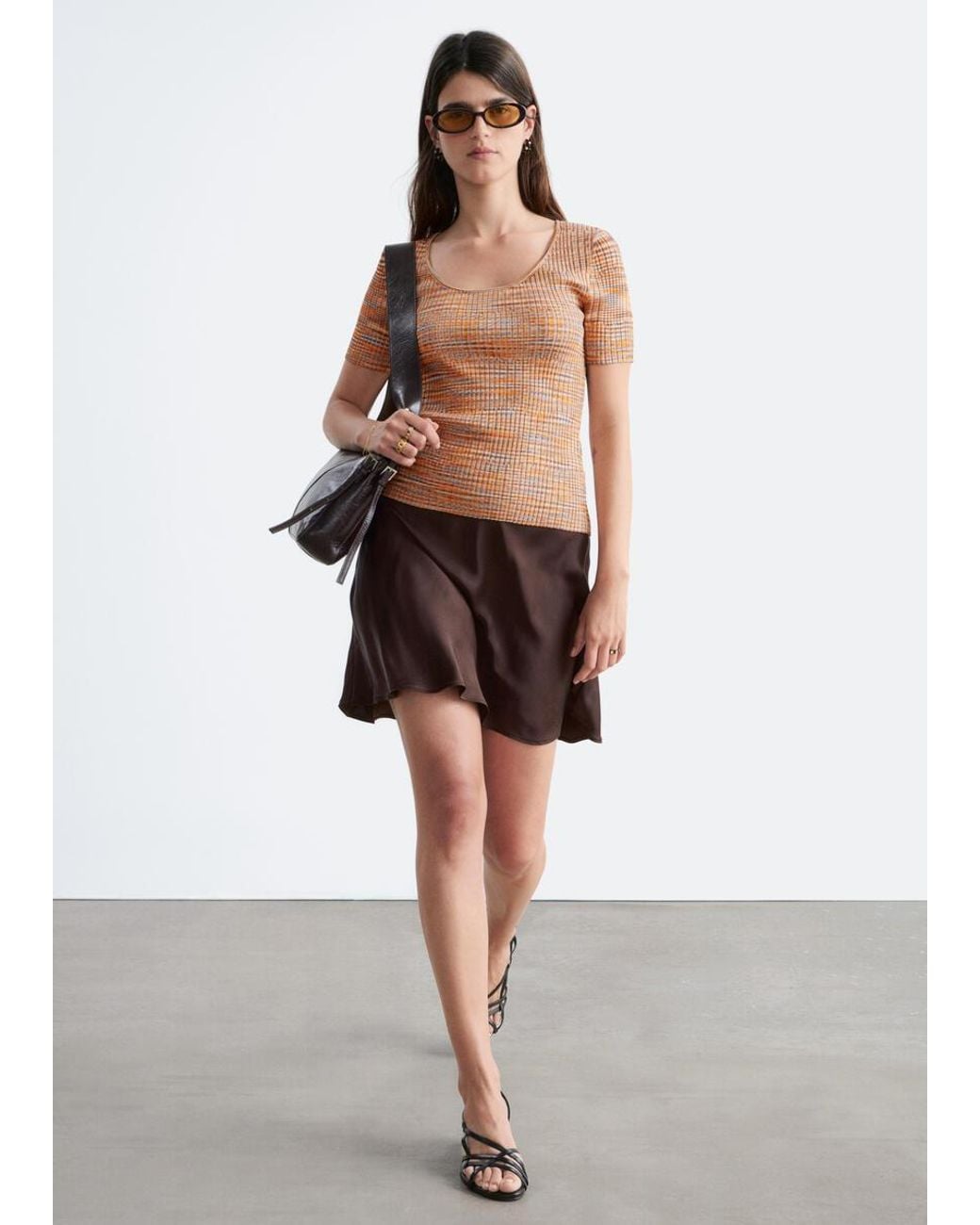 & Other Stories Brown Bias-Cut Mini Skirt