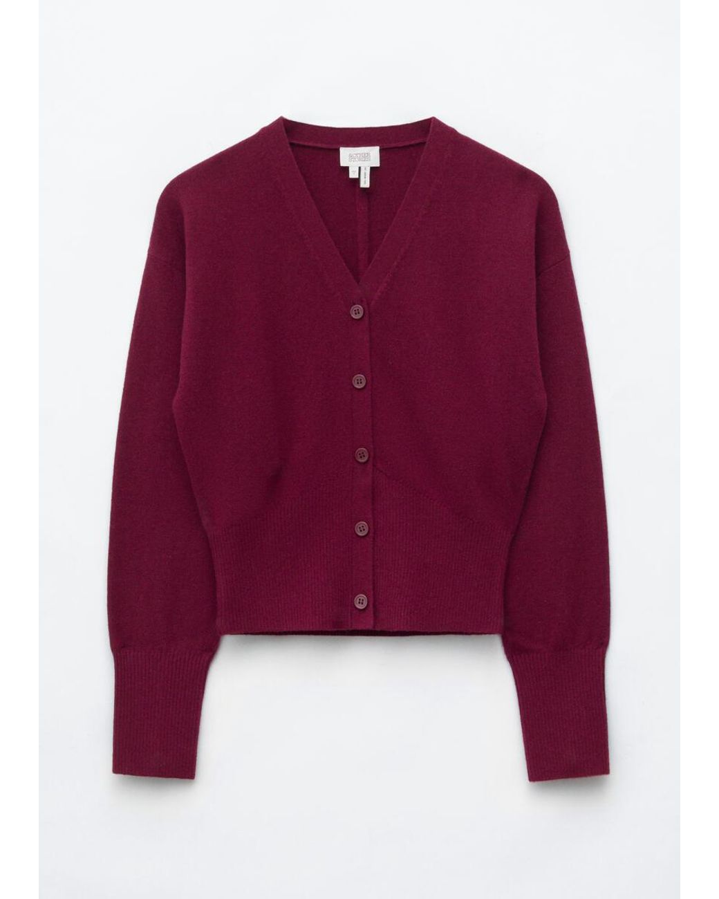 & Other Stories Red Wool Corset Rib Cardigan