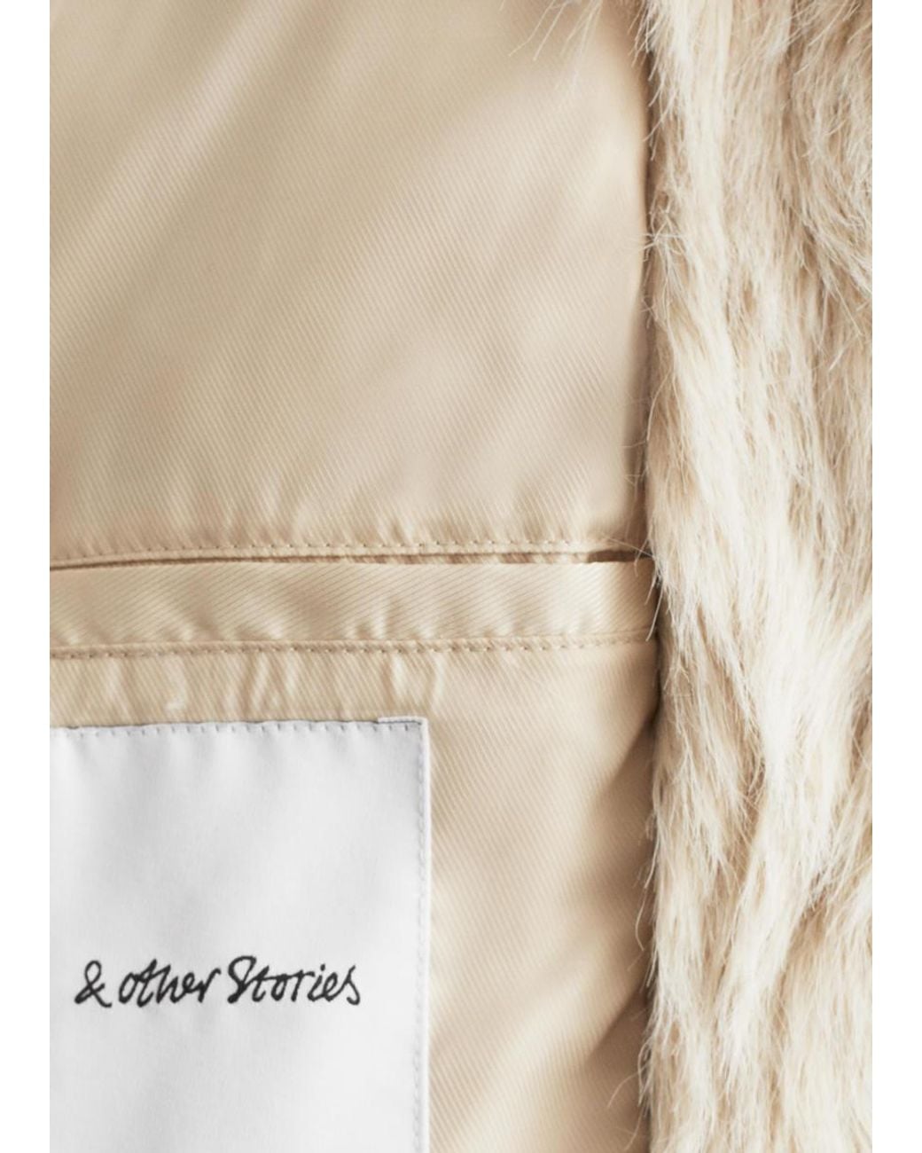 & Other Stories Natural Faux Fur Midi Coat
