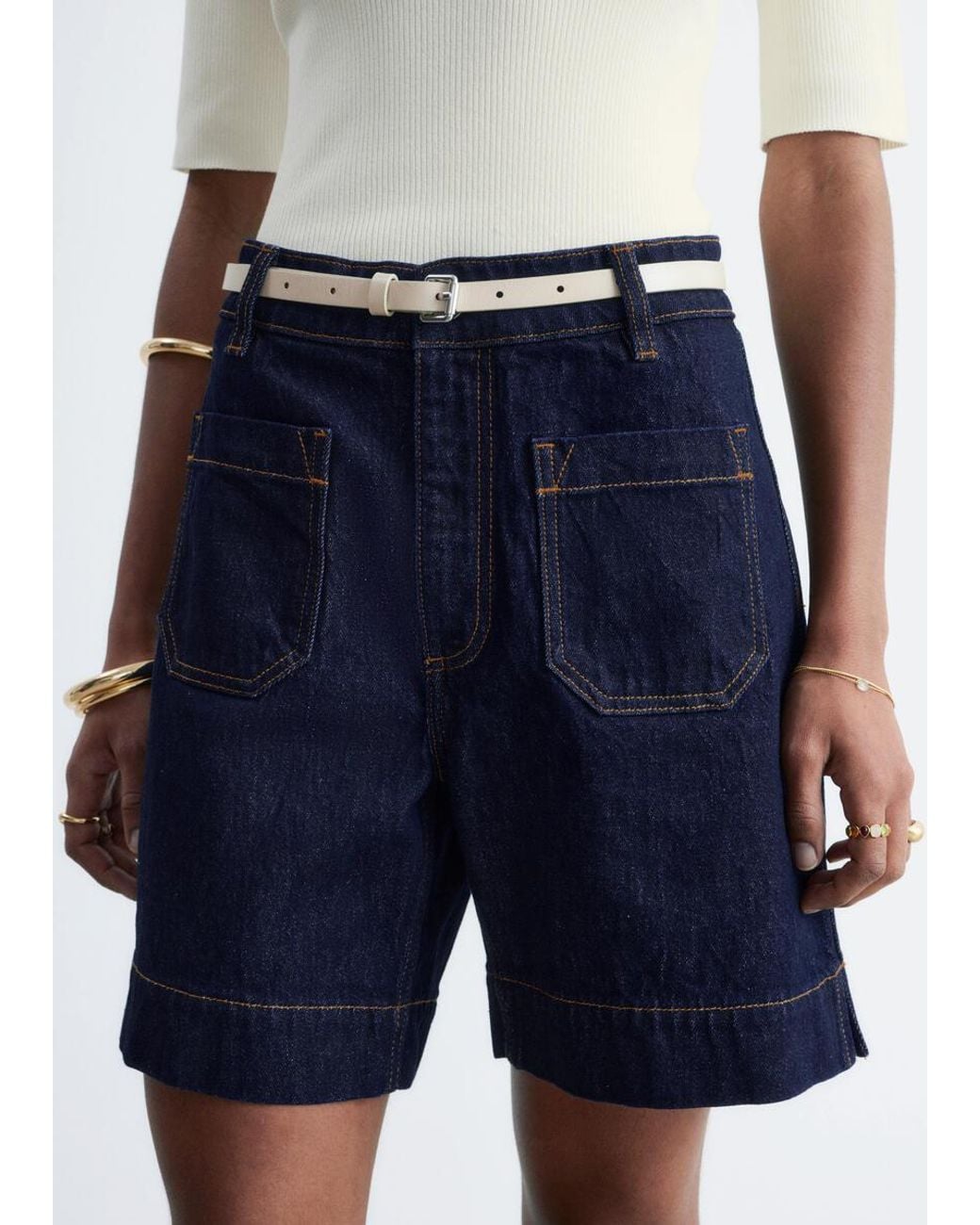 & Other Stories Blue High-Waist Denim Shorts