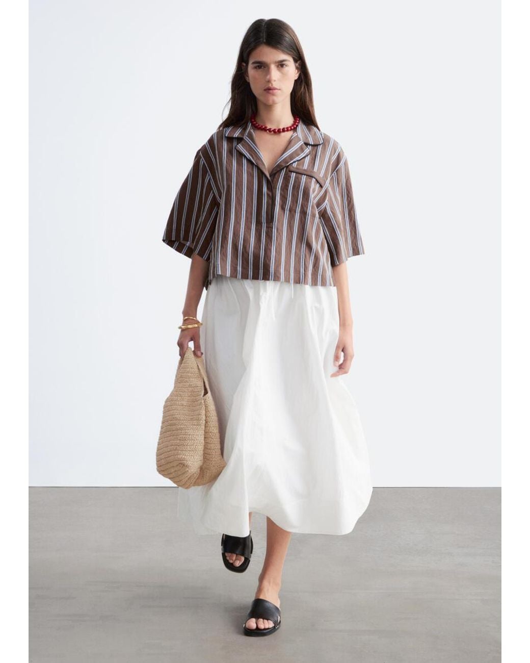 & Other Stories Brown Striped Resort Shirt