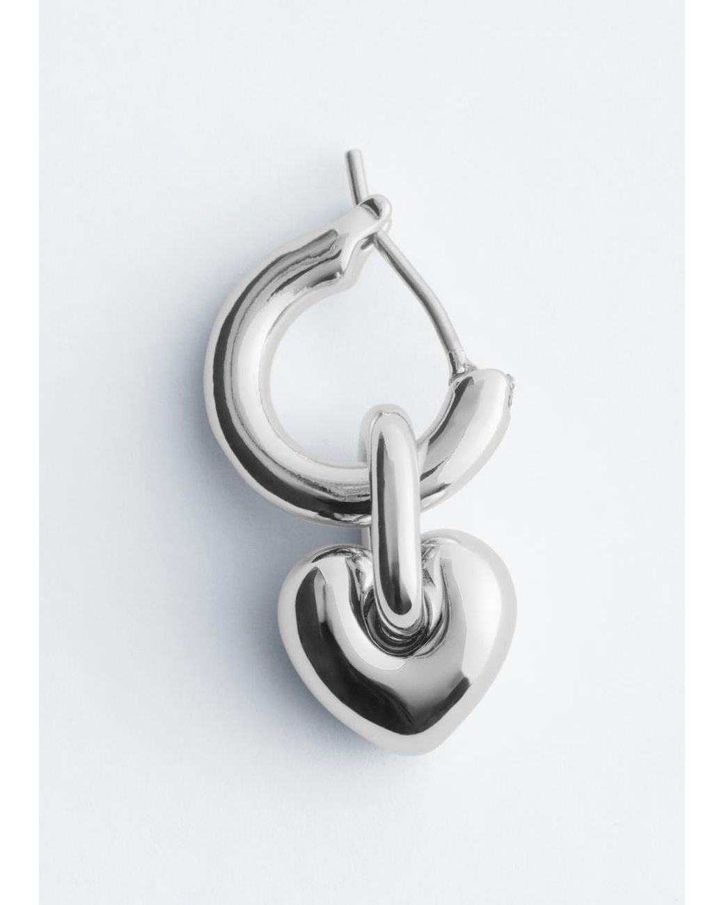 & Other Stories White Heart-Pendant Hoop Earrings