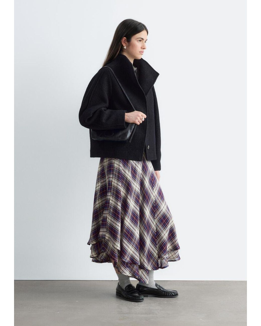 & Other Stories Blue Asymmetric Wool Jacket