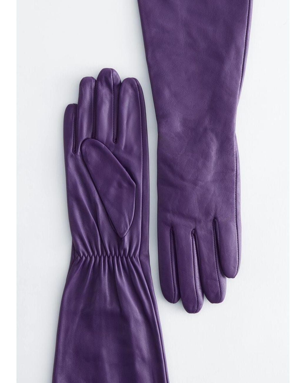 & Other Stories Purple Long Leather Gloves