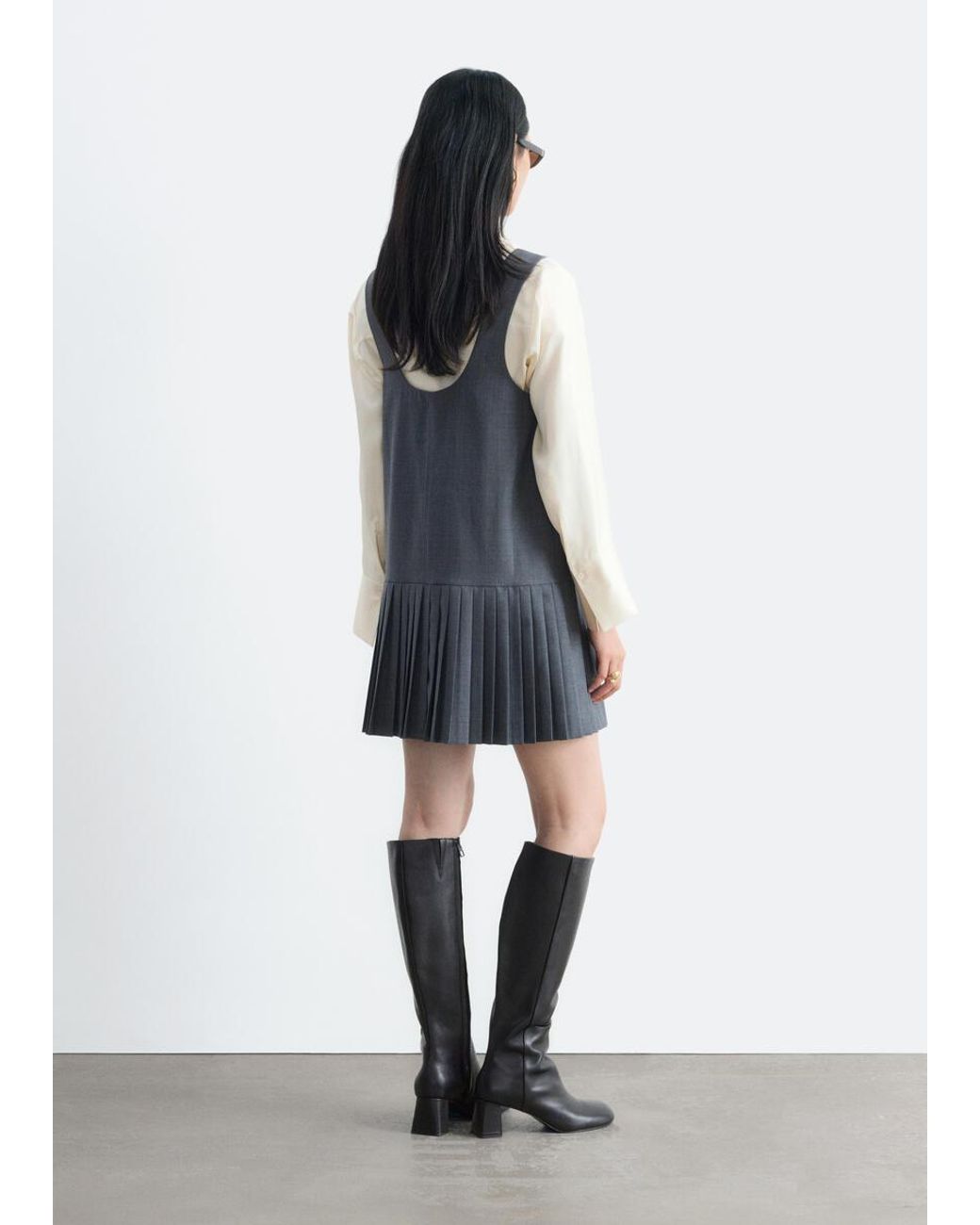 & Other Stories Blue Pleat-Detail Layering Dress