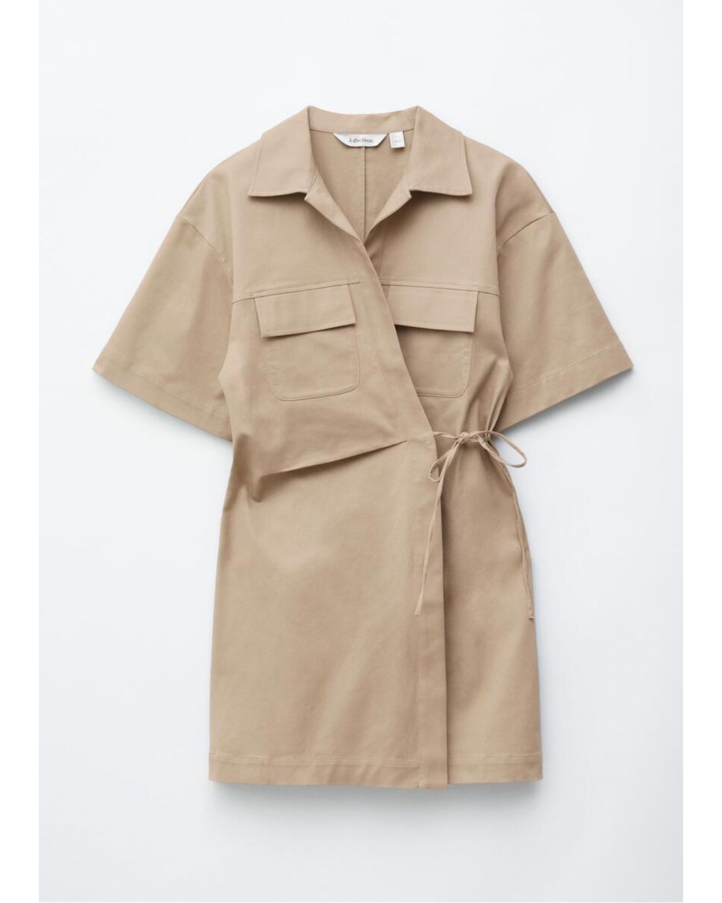 & Other Stories Natural Wrap-Front Mini Dress