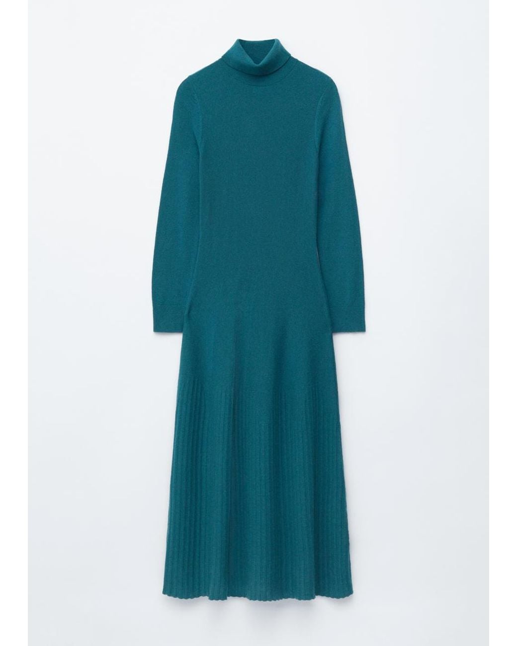& Other Stories Blue Merino Wool Turtleneck Maxi Dress