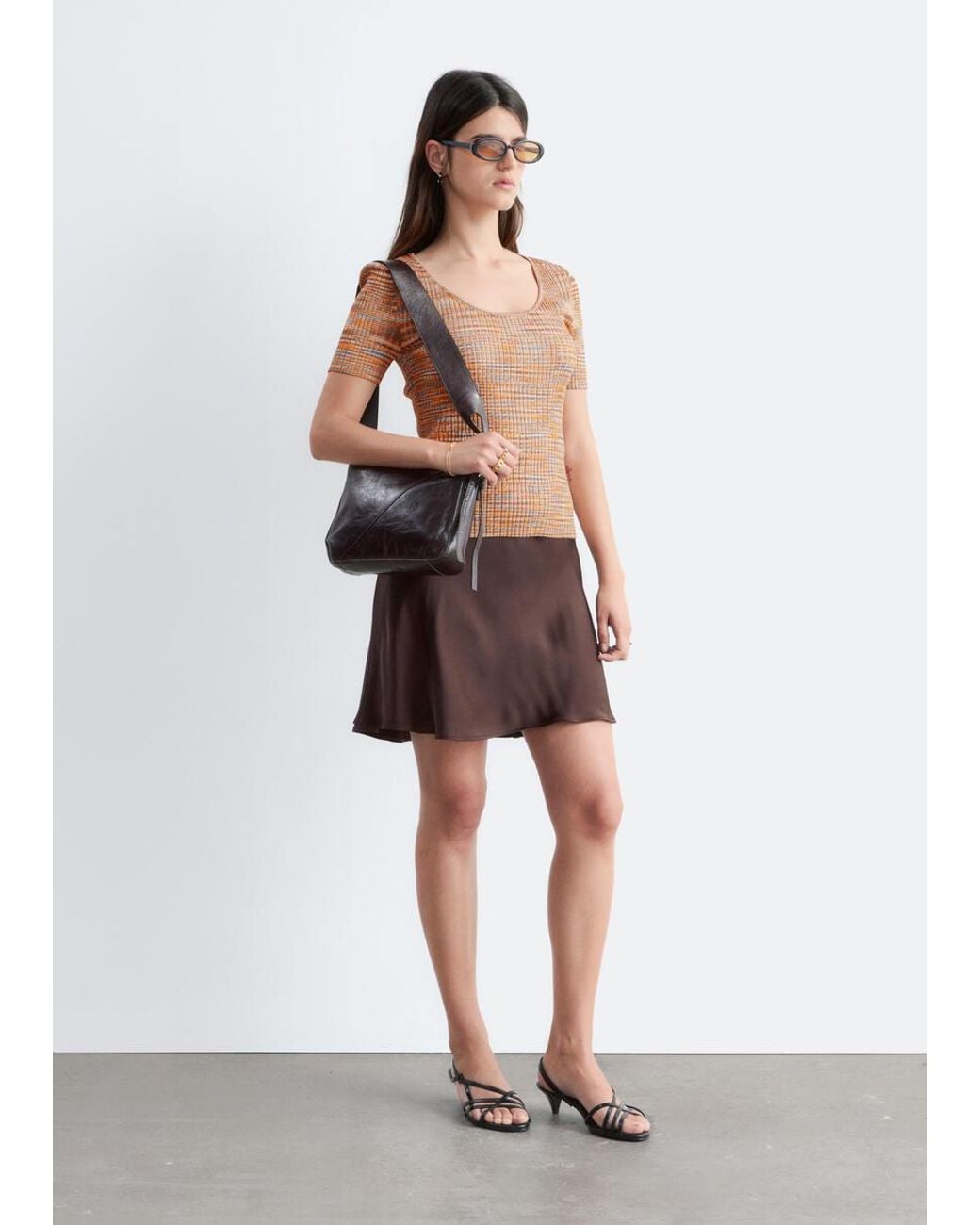 & Other Stories Brown Bias-Cut Mini Skirt