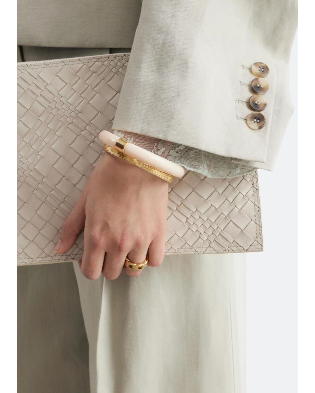 & Other Stories White Contrast Metal Resin Bangle