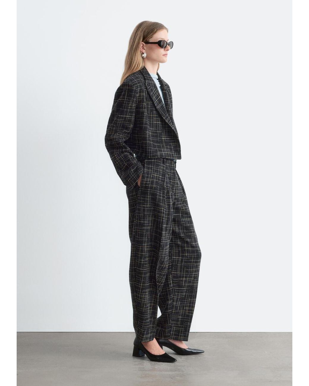 & Other Stories Black Cropped Cotton Blazer