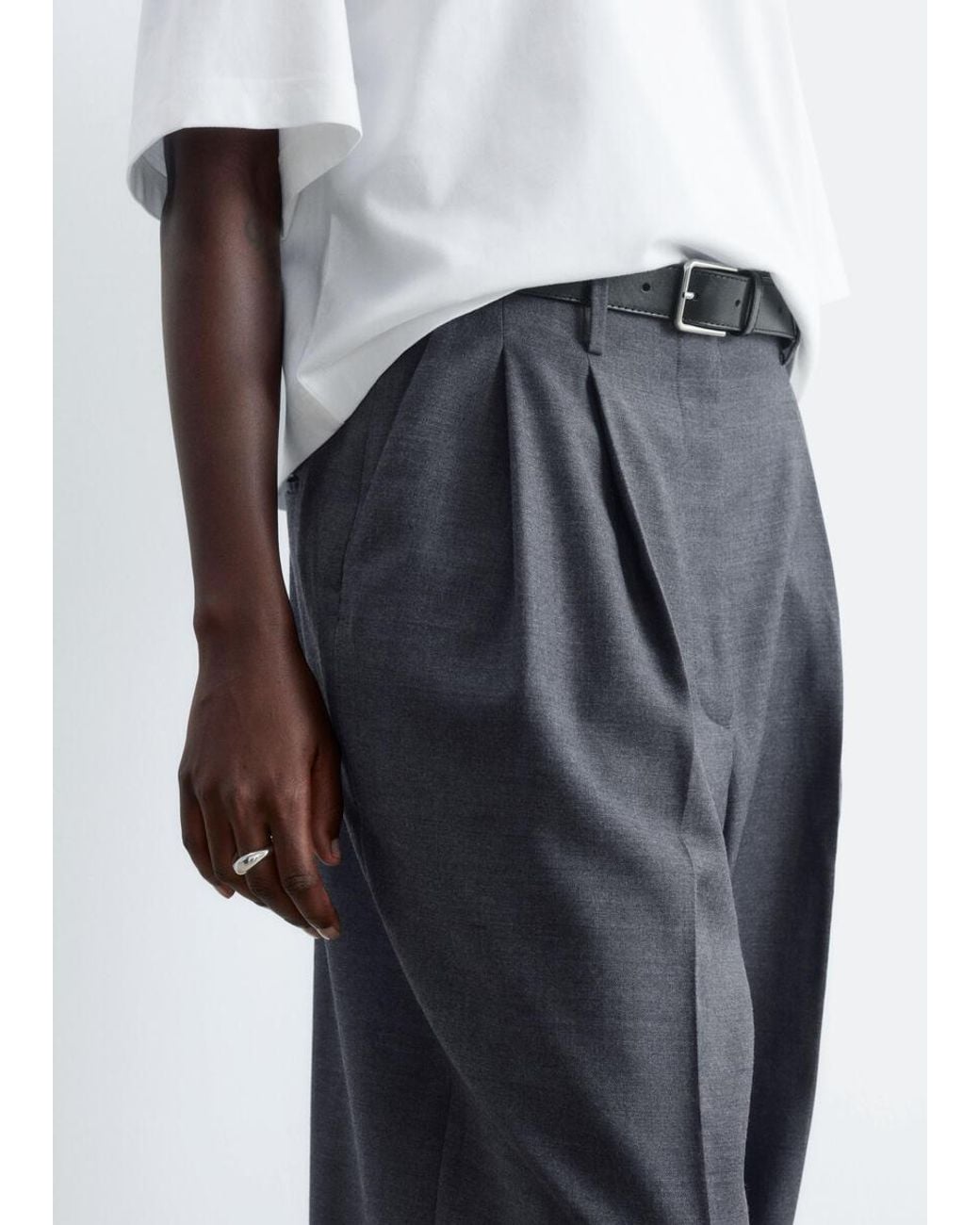& Other Stories White High-Waist Tailored Trousers