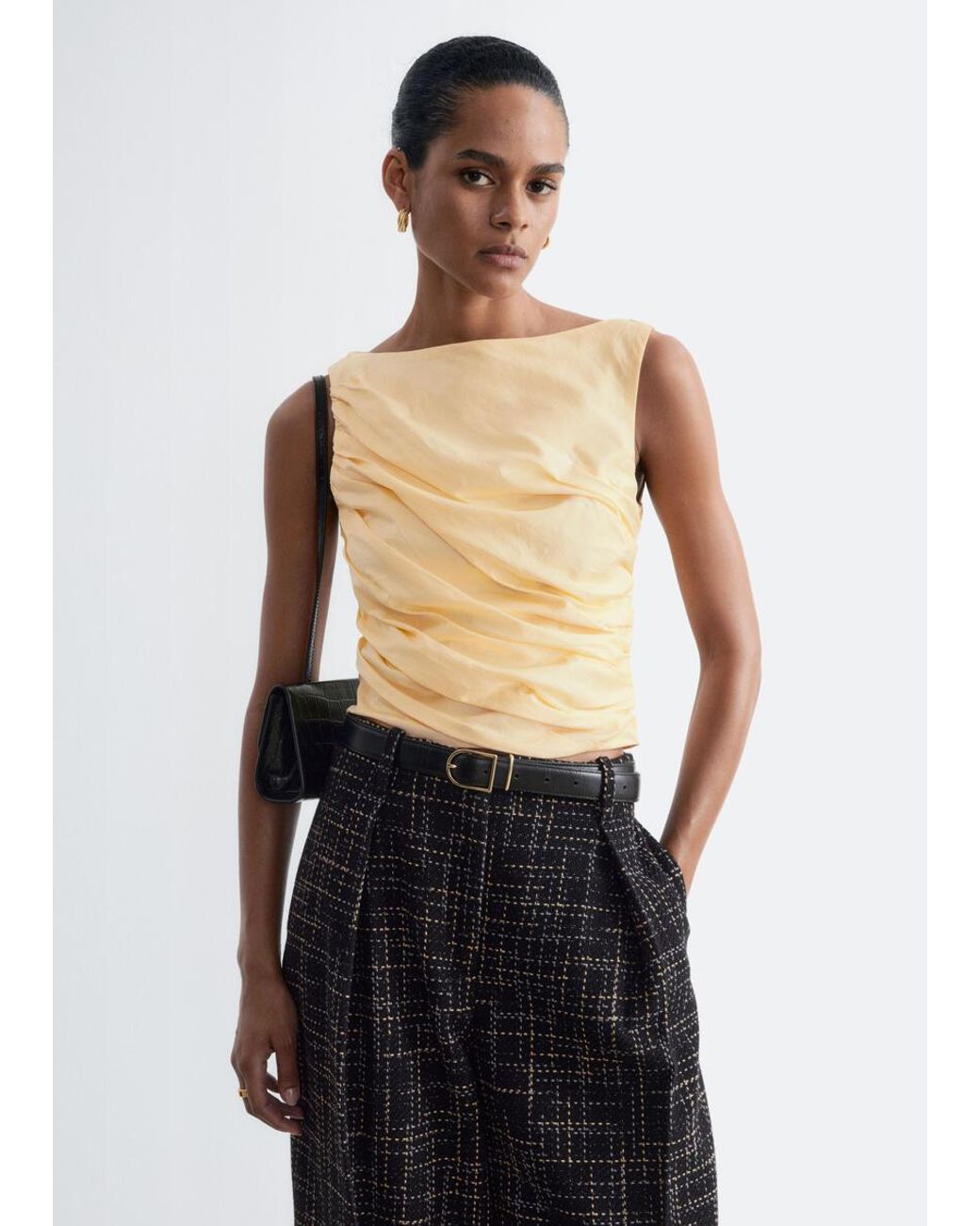 & Other Stories Blue Textured Cotton Top