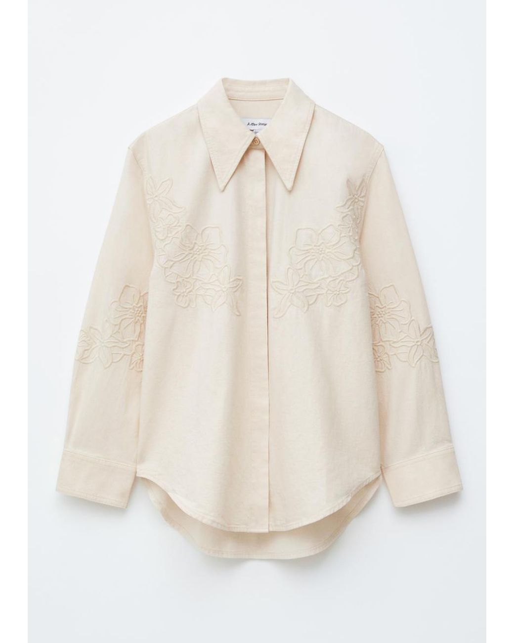 & Other Stories White Embroidered Denim Shirt