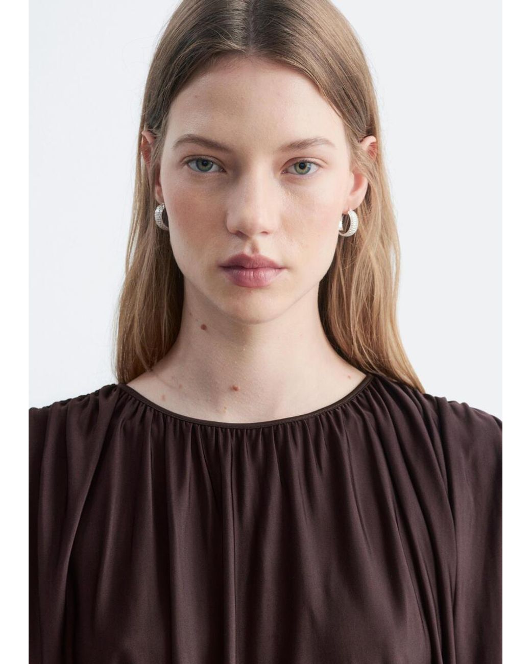& Other Stories Brown Draped Jersey Top