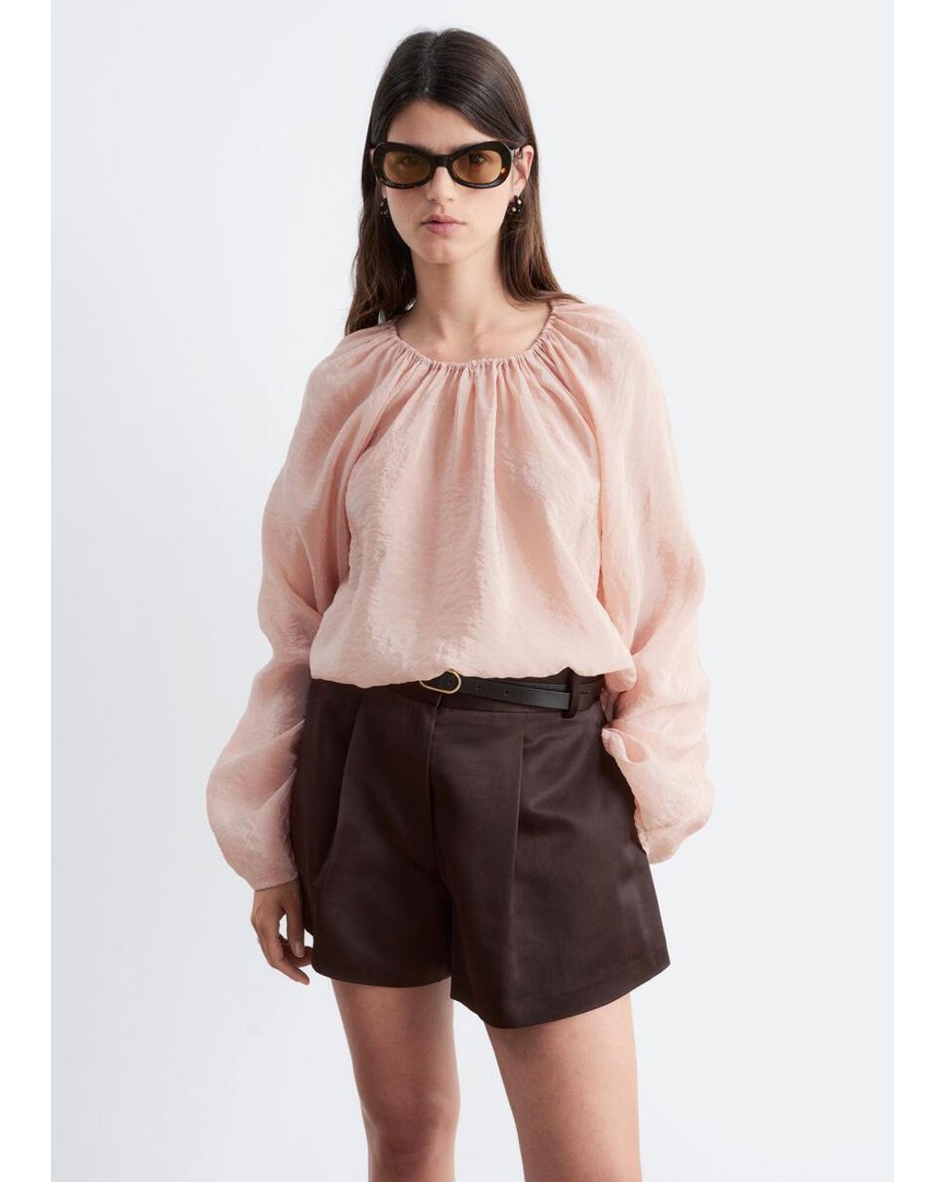 & Other Stories White A-Line Satin Shorts