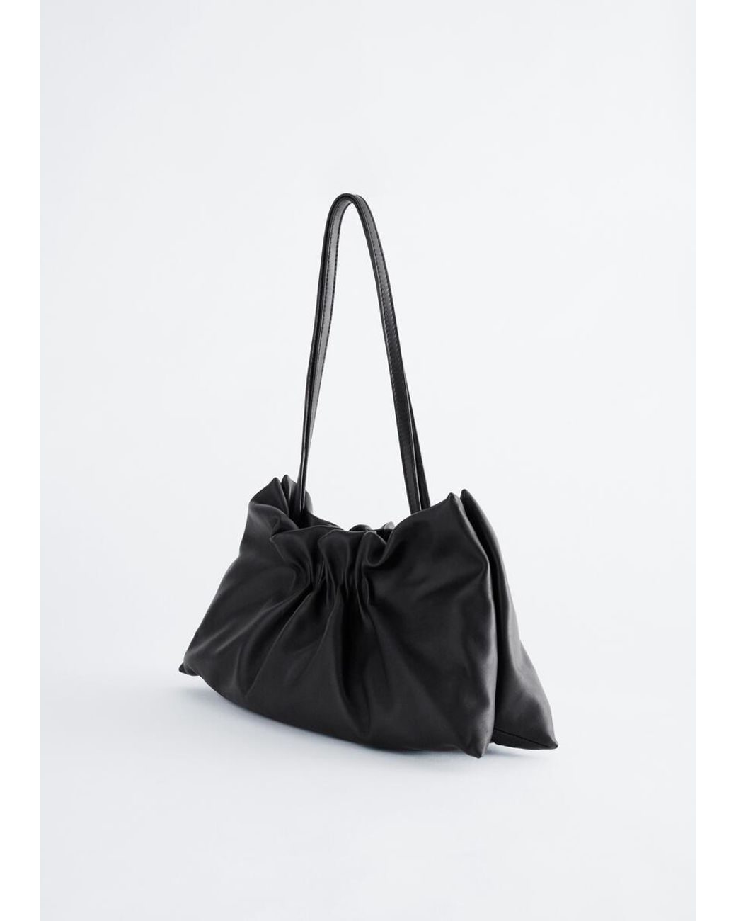 & Other Stories Black Ruched Leather Shoulder Bag