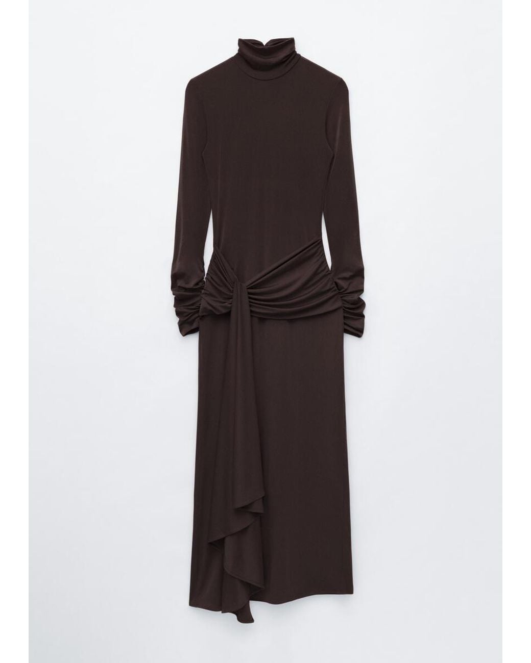 & Other Stories Brown Draped Waist Jersey Dress