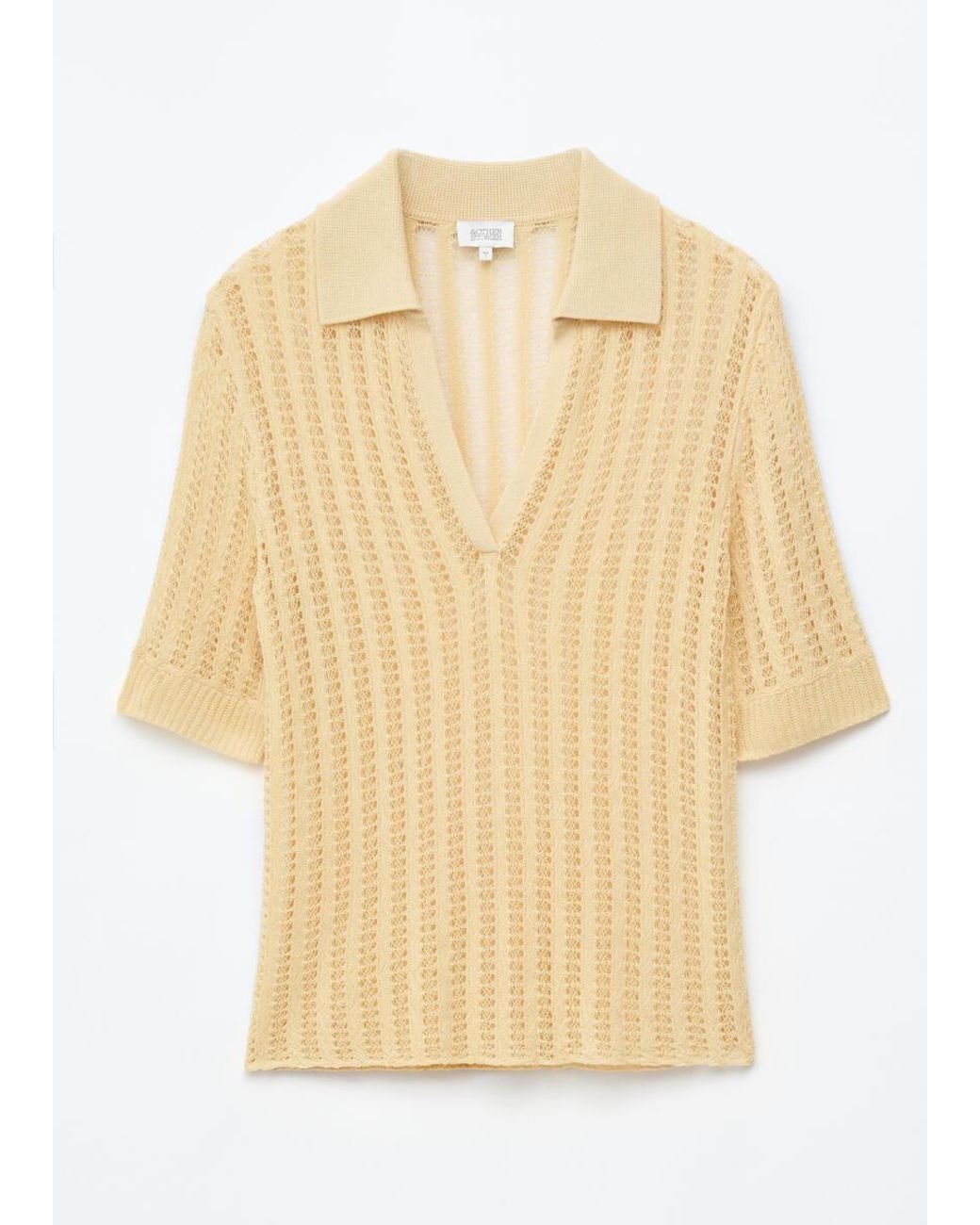 & Other Stories Yellow Open-Knit Polo Top