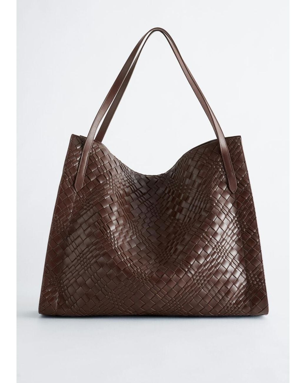 & Other Stories Brown Open Braided Leather Tote