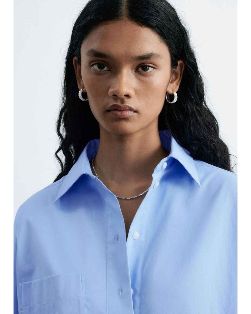 & Other Stories Blue Oversized Cotton Shirt