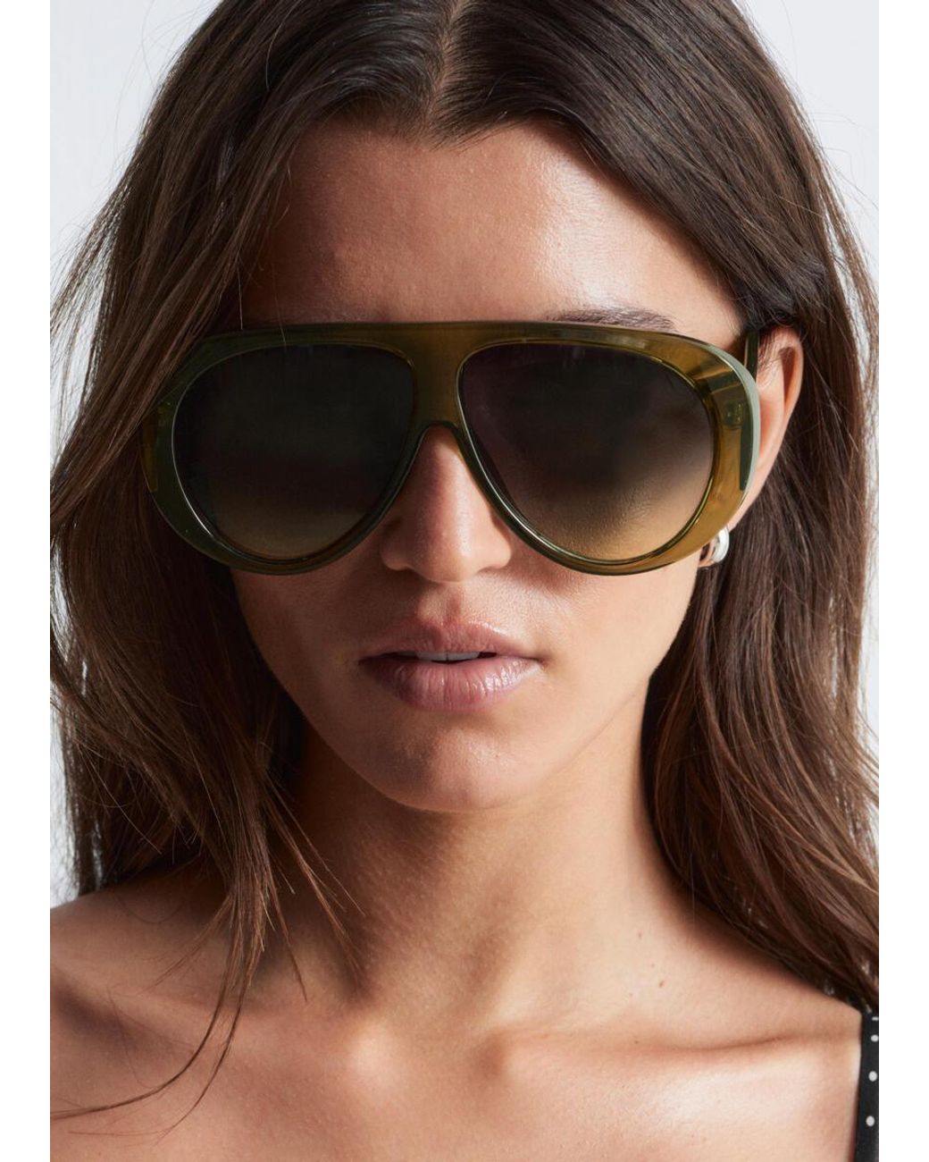 & Other Stories Brown Oversized Aviator Sunglasses