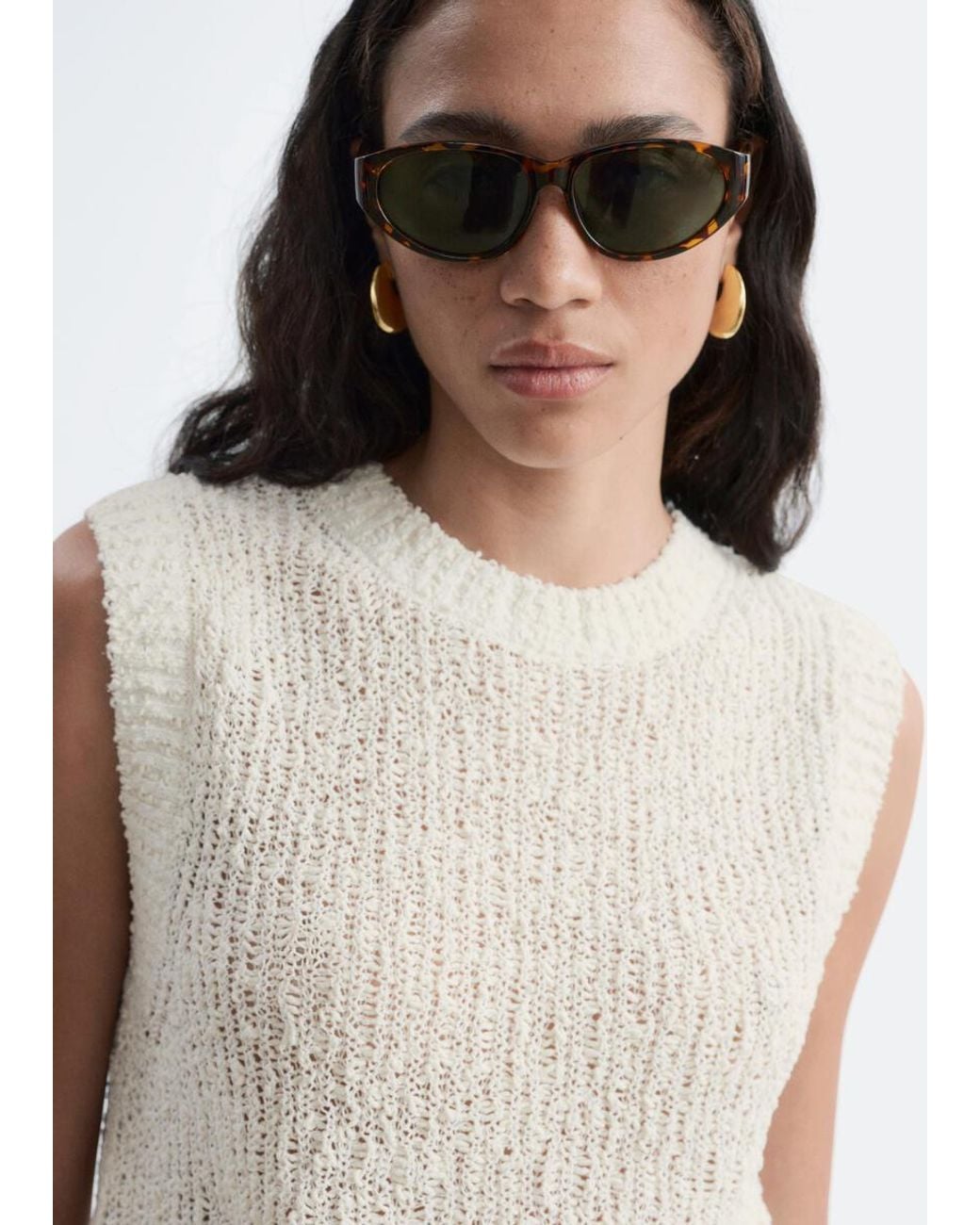 & Other Stories White Silk-Cotton Vest Top