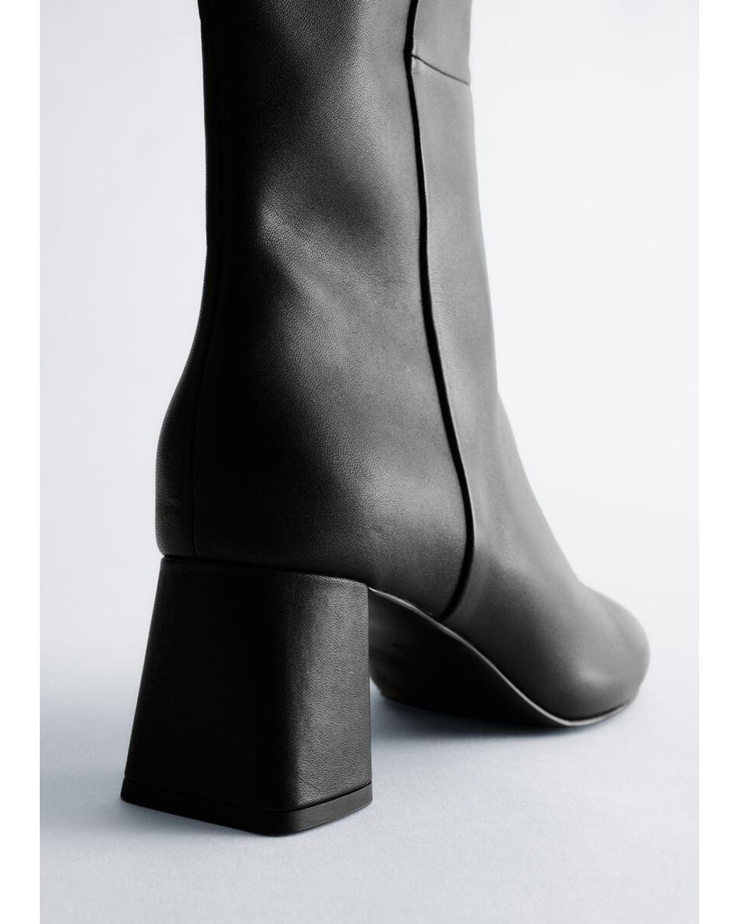& Other Stories Gray Knee-High Leather Boots