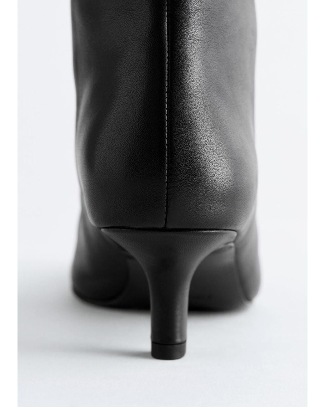 & Other Stories White Kitten Heel Leather Knee Boots