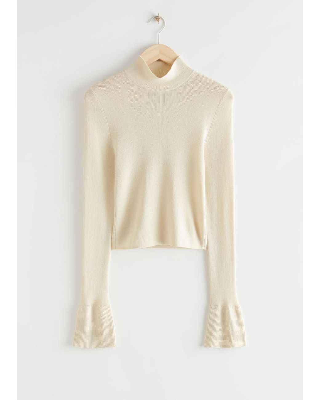 & Other Stories Flare Cuff Rib Knit Top in White | Lyst