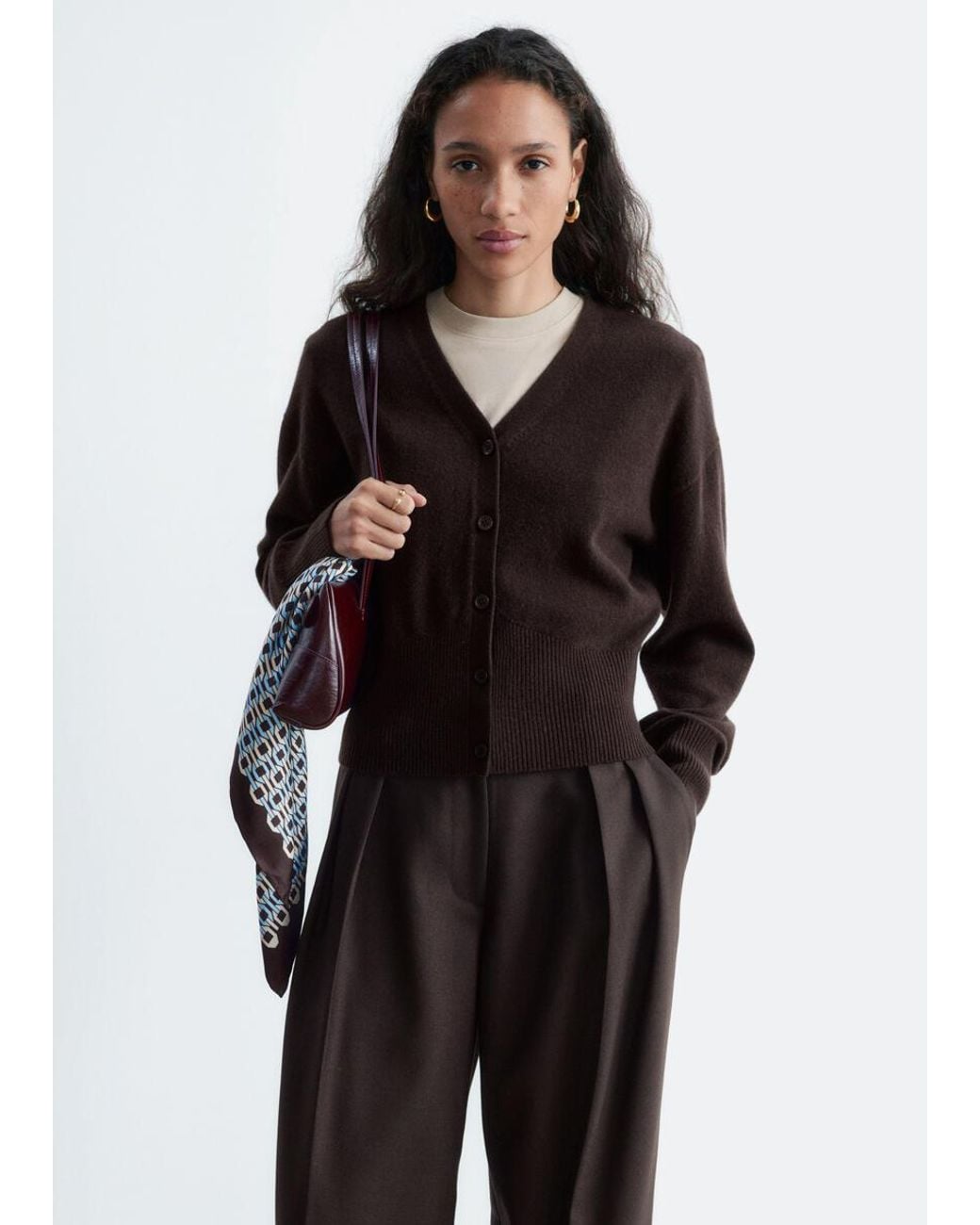 & Other Stories Black Wool Corset Rib Cardigan