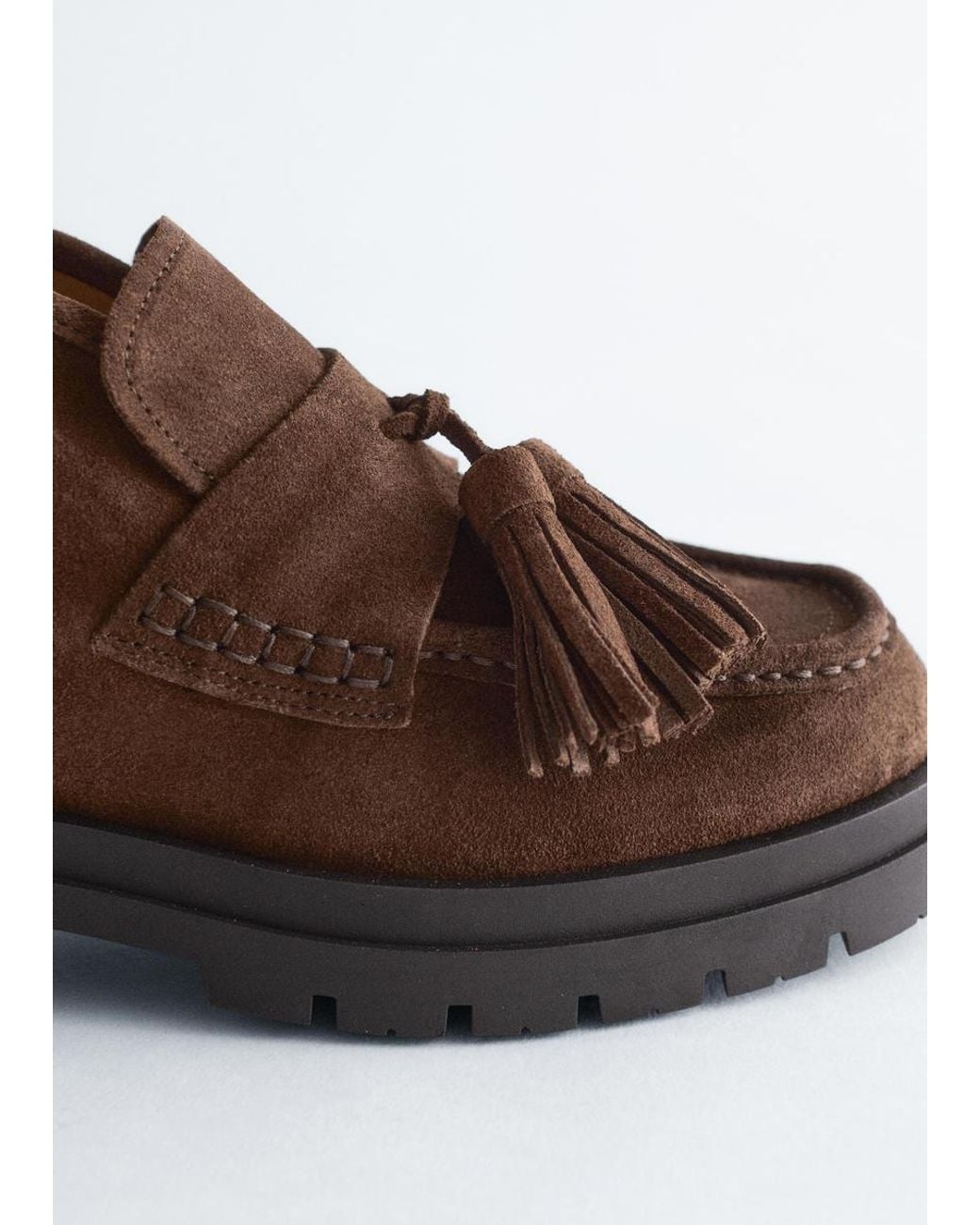 & Other Stories Black Tasseled Suede Ankle Loafers