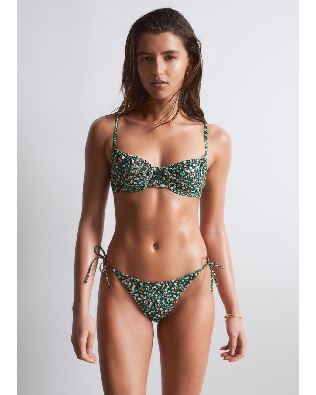 & Other Stories Brown Bow-Detail Underwire Bikini Top