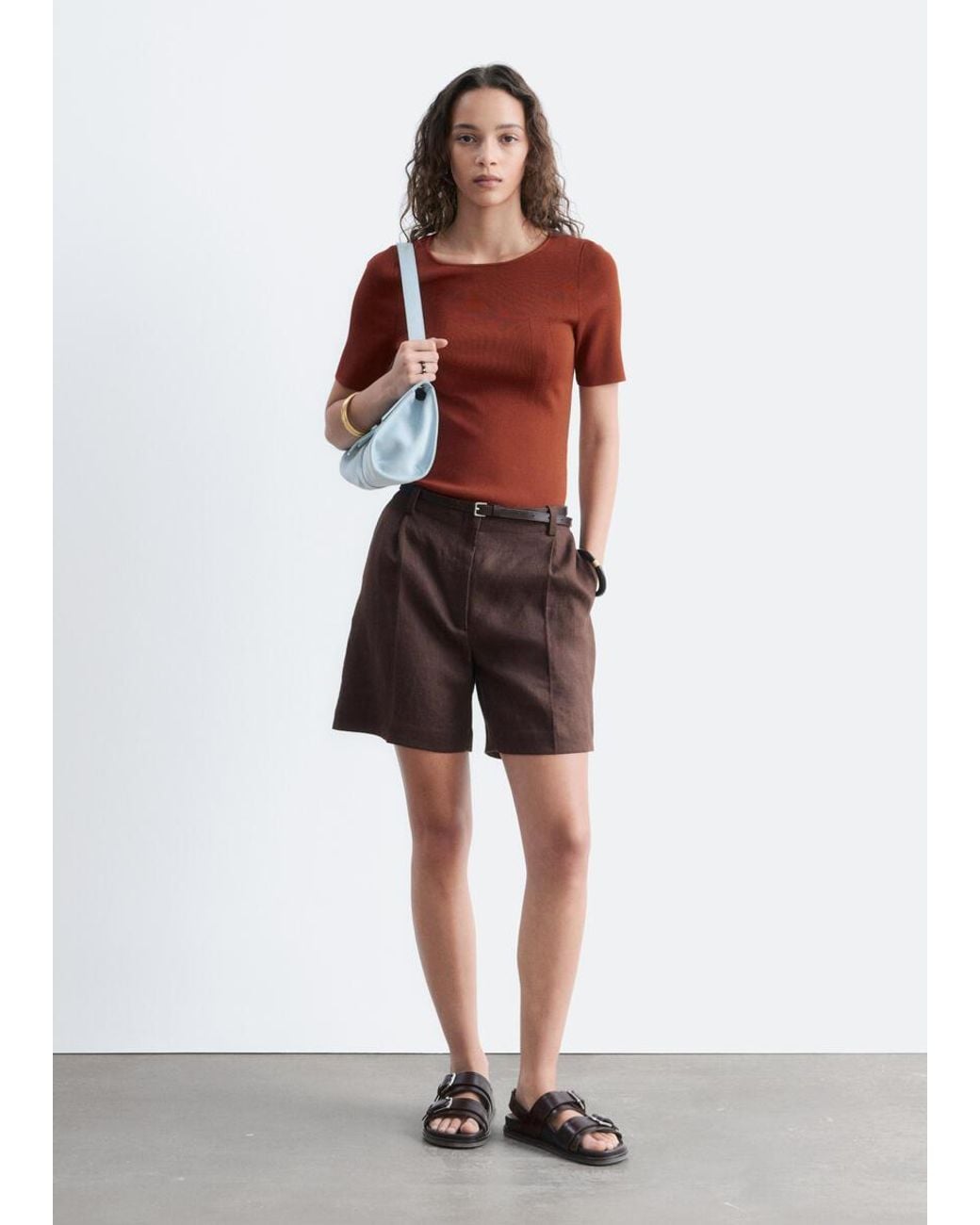 & Other Stories Red Slim Knitted T-Shirt
