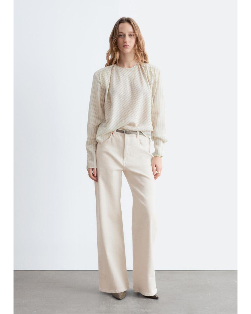 & Other Stories White Wide-Leg Jeans