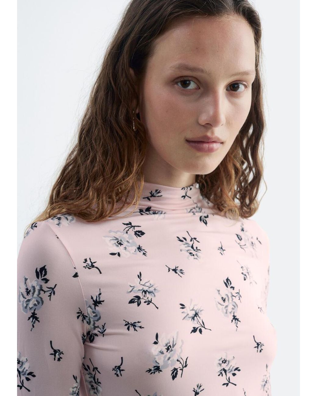 & Other Stories Pink Mock-Neck Top