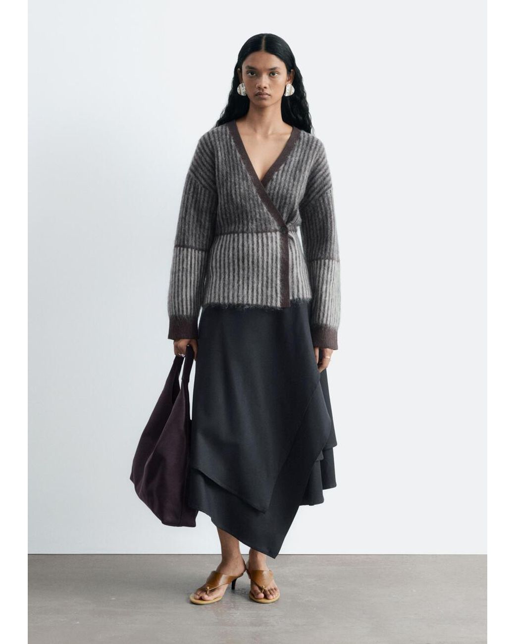 & Other Stories Black Mohair-Blend Wrap Cardigan