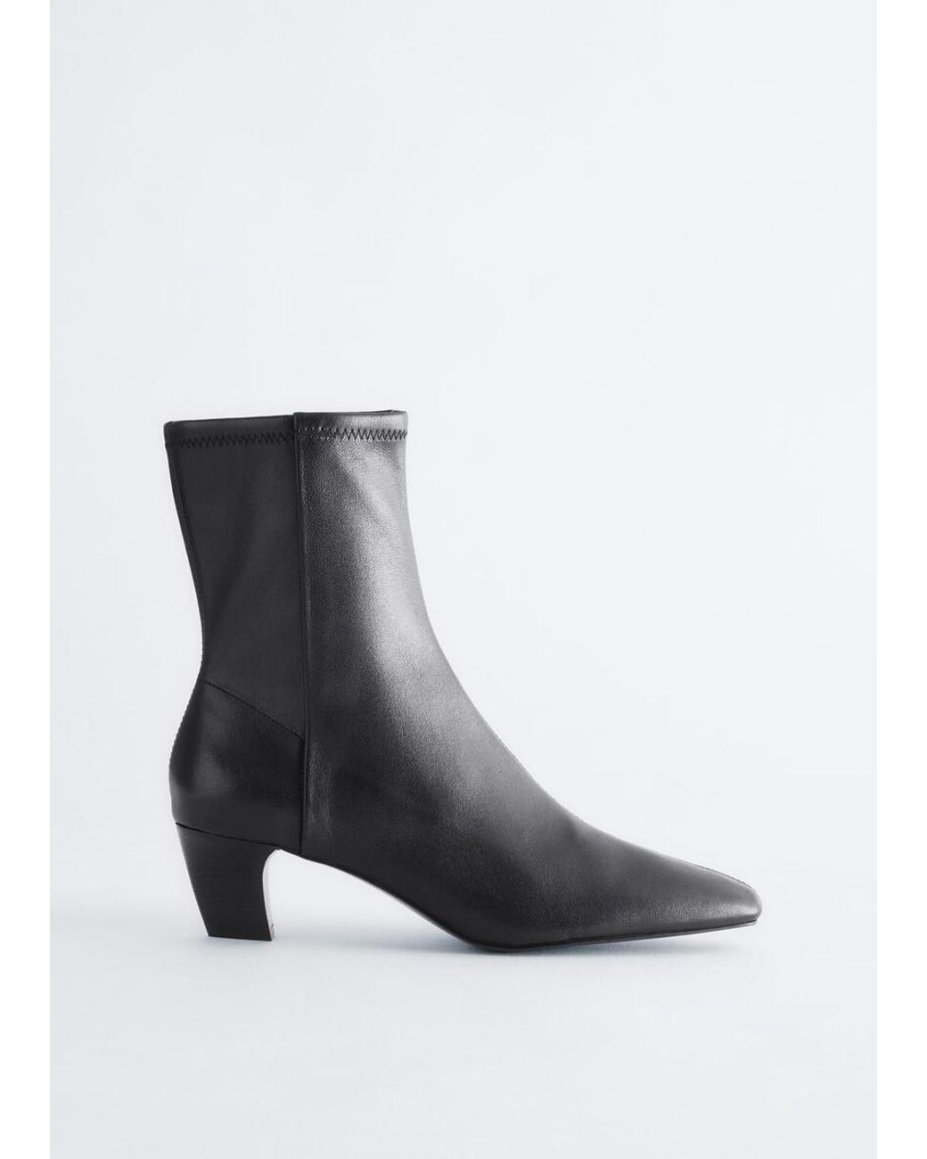 & Other Stories Gray Stretch Leather Ankle Boots