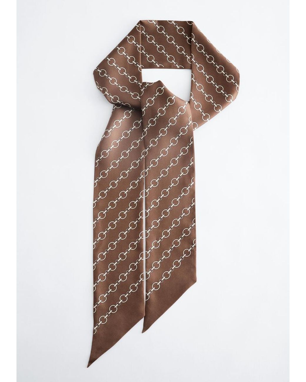 & Other Stories Brown Slim Silk Print Scarf