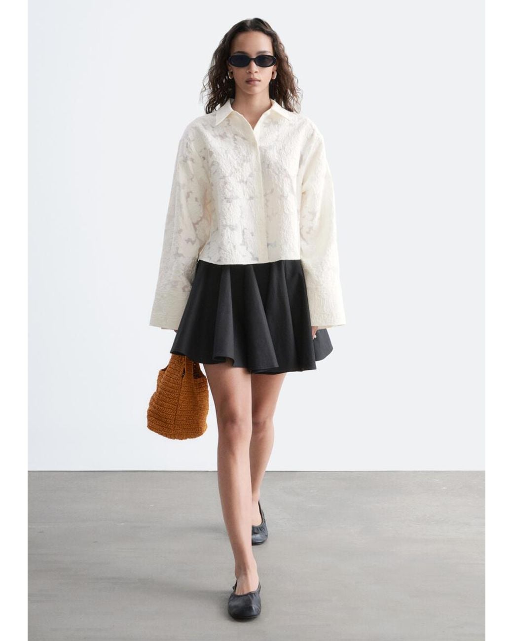 & Other Stories White Relaxed Jacquard Blouse