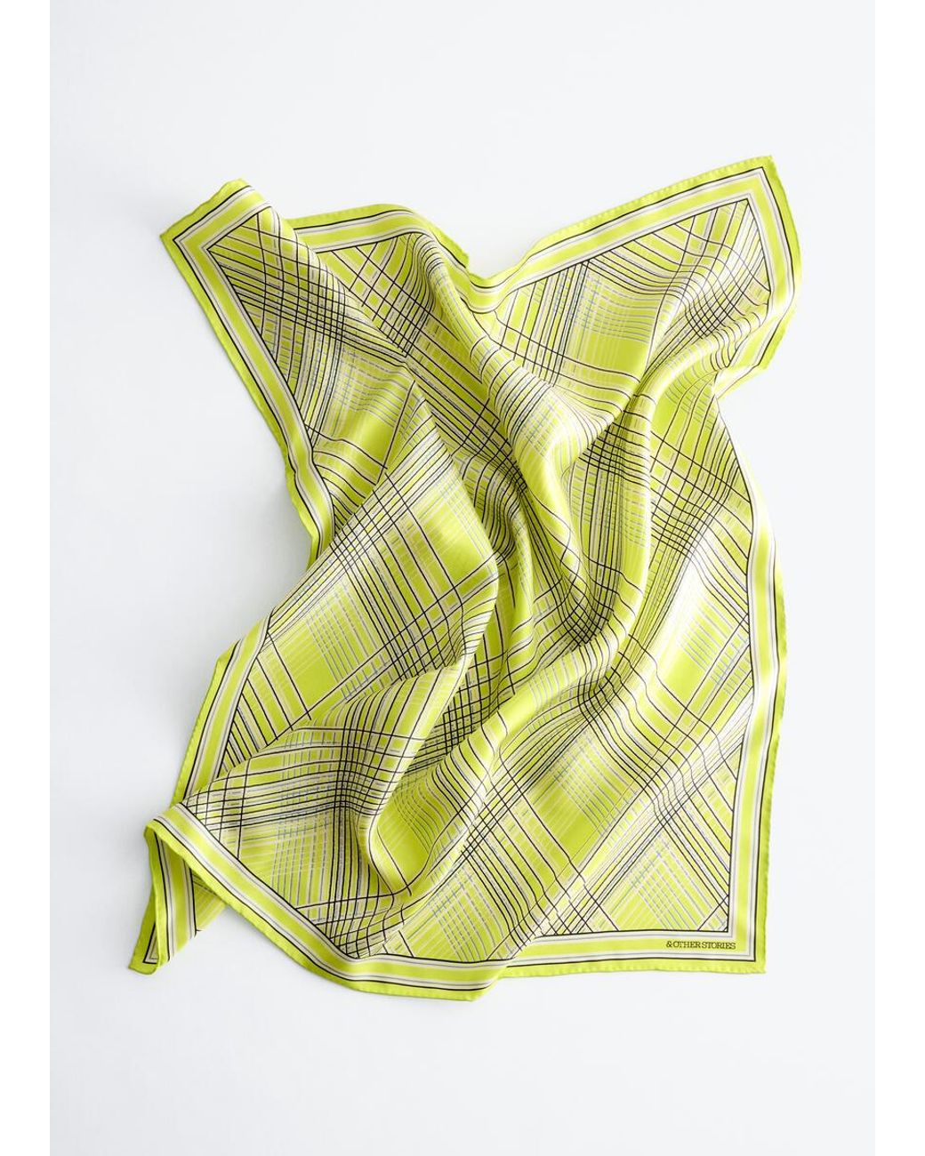 & Other Stories Yellow Printed Silk Scarf